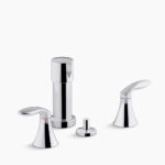 Kohler Coralais Vertical spray bidet faucet with sculptured acrylic handles K-15286-4RA-CP