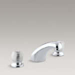 Kohler Coralais rim-mount bath faucet trim with 5-1/2 spout and sculptured acrylic handles, valve not included K-T15294-7-CP