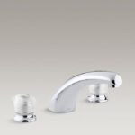 Kohler Coralais deck-mount bath faucet trim with 8 spout and sculptured acrylic handles, valve not included K-T15290-7-CP